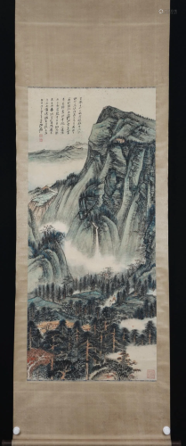 A CHINESE LANDSCAPE PAINTING HANGING SCROLL