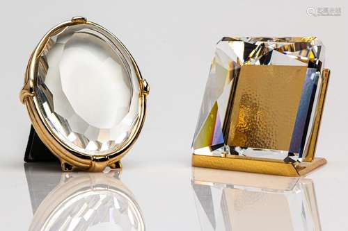 A Swarovski oval gilt picture frame and a square gilt pictur...