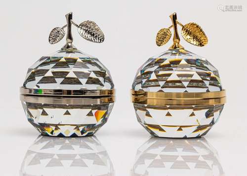 Two Swarovski Silver Crystal King Apple picture holders, gil...