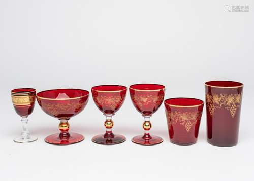 A large collection of Bohemian ruby glassware,