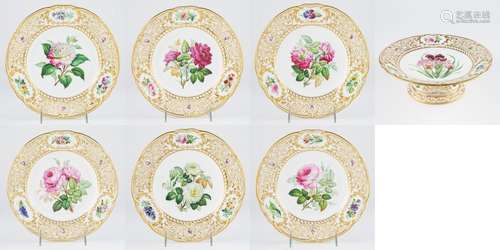 An English porcelain dessert service,