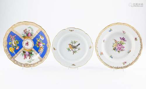 A Meissen dished plate, 8 1/4 in. (21 cm); 9 1/2 in. (24 cm)...