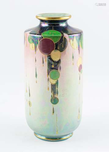 A Shelley, Walter Slater cylindrical vase, 7 1/2 in. (19 cm)