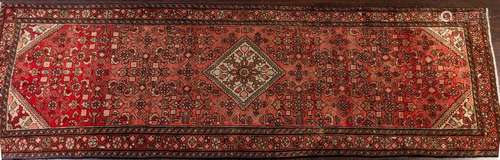 A Hamadan hand knotted wool runner, 3'5" x 10'...