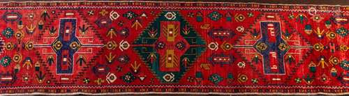 An Azerbayjan hand knotted wool runner, 3'2" x 12&...