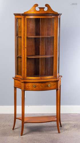 A fine Heppelwhite style satinwood and floral inlaid display...