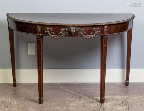 An Adam style D-end table, 28 1/2 x 47 1/2 x 23 1/2 in. (72....