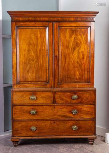 A Georgian mahogany linen press, 76 x 50 1/2 x 24 1/8 in. (1...