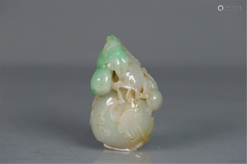A JADEITE CARVED DOUBLE-GOURDS DECORATION