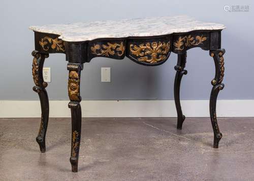 A 19th century French ebonized console table, 34 1/2 x 24 3/...