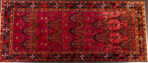 A Ghoochan hand knotted wool runner, 4' x 8'8"...