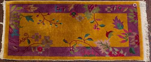 A Chinese wool hand knotted mat, 1'11" x 3'10...