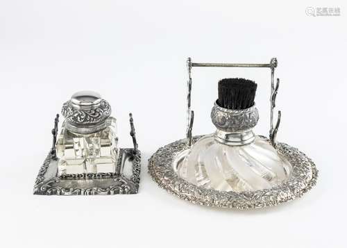 A Simpson Hall Miller Co. silver plated inkwell, 4 1/2 x 7 1...