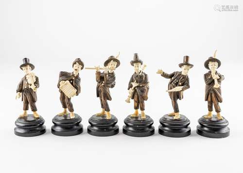 A set of six late 19th c./early 20th c. Austrian carved ivor...