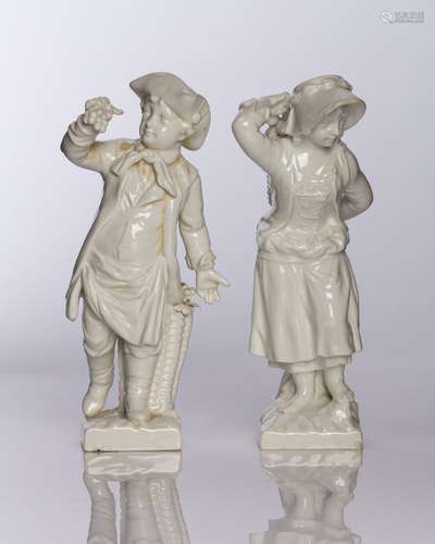 A pair of 19th century K.P.M. Berlin white glazed porcelain ...