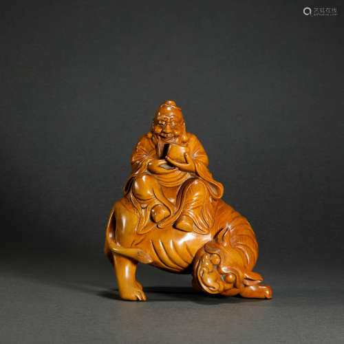 Yellow Wood Carved Ornament from Qing