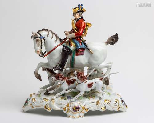 A Meissen style porcelain figure, 16 in. (47 cm) h.