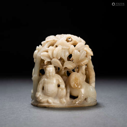 Chinese Yuan Dynasty Hetian Jade character story stove top