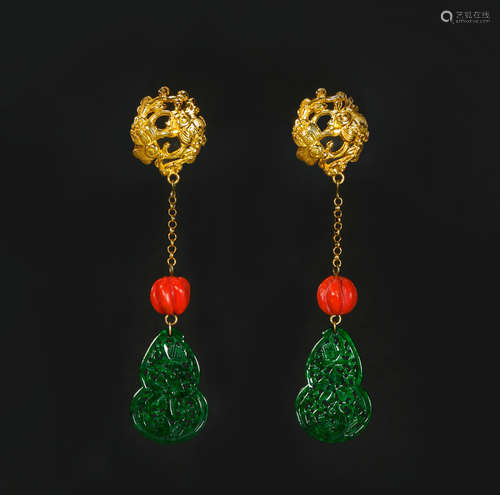 Green Jade Earrings from Qing