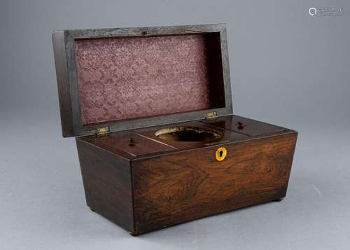 A Victorian mahogany tea caddy, 7 1/2 x 12 x 6 1/8 in. (19 x...