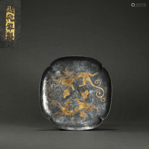 Silvering and Golden Plate with QiLin Grain from Ming