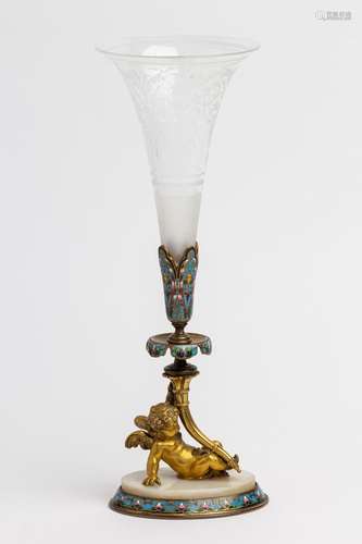 A late 19th century cloisonne, 14 1/4 in. (36 cm)