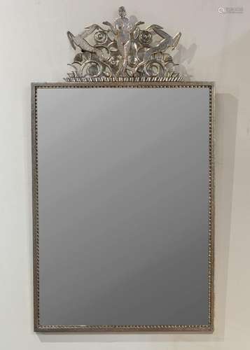 A custom-made Edgar Brandt Art Deco silvered wall mirror, 42...