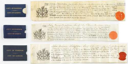 Three Victorian Copies of Freedom of the City of London docu...