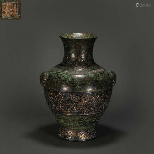 Copper Glazed Two Ears Showing Vase from Qing