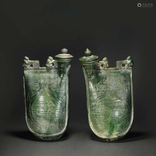 Green Glazed Monkey Vase from LIao