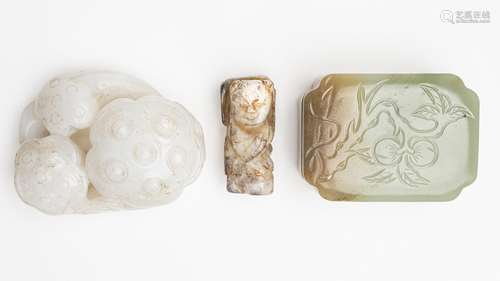 A Chinese white jadeite carving of lotus,