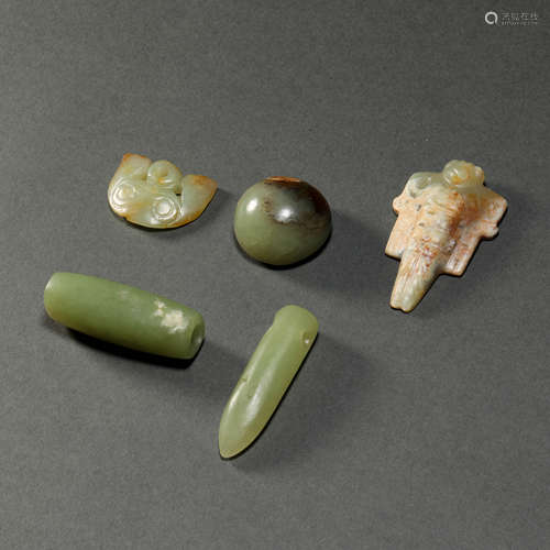 A set of Jade Ornament from HongShan Culture