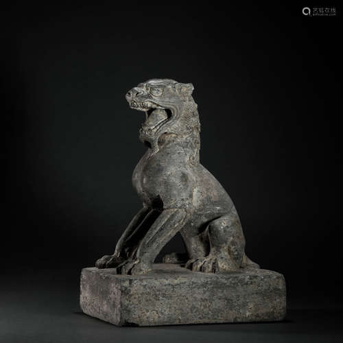 Stone Carved Lion Statue from Tang