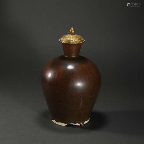 Ding Kiln Brown Glazed Prunus Vase from Song