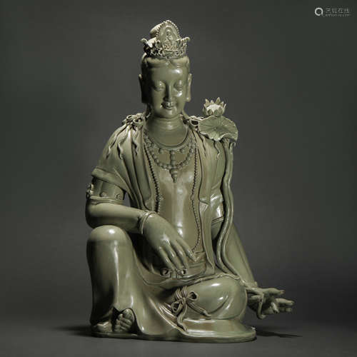 Yue Kiln Glazed Avalokitesvara Statue from Tang