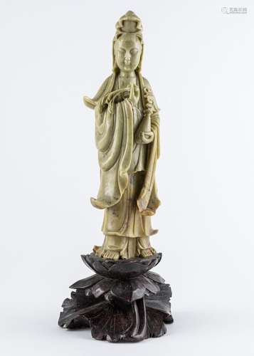 A Chinese soapstone figure of Guanyin. 17 1/2 in. (44.5 cm)