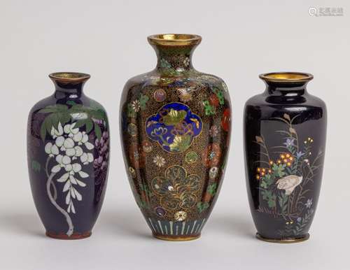 A fine quality Japanese cloisonne vase of lobed baluster for...