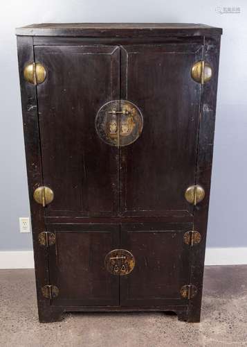 A Chinese black lacquered cabinet, 39 1/2 x 23 1/2 x 68 1/2 ...