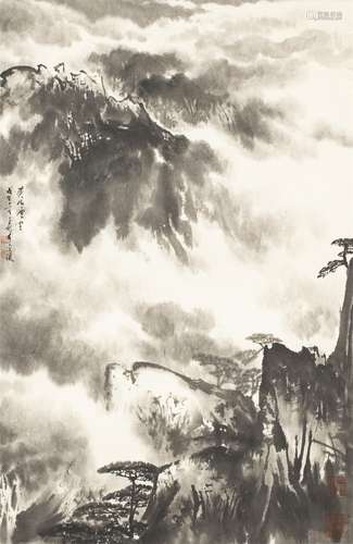 徐子鶴 黃山煙雲 水墨紙本立軸