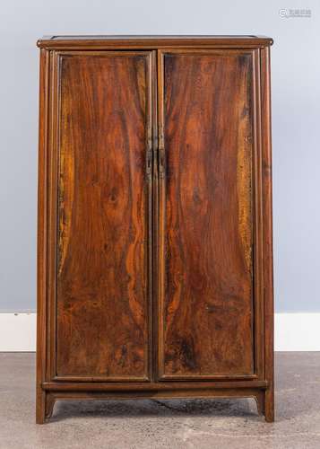 A small Chinese round-cornered cabinet, 27 1/2 x 12 x 46 in....