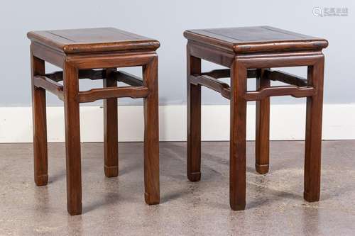 A pair of low rectangular waisted tables, 16 x 12 x 20 in. (...