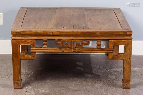 A Chinese low rectangular topped waisted table, 37 1/2 x 37 ...