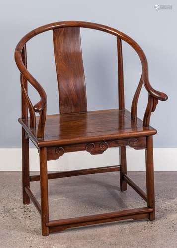 A Chinese hardwood curved back armchair,