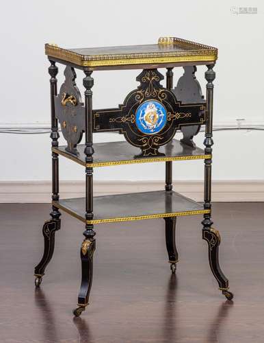 An ebonized and ormolu mounted tilt top occasional table, 30...