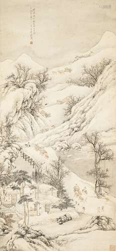 王維翰 雪景山水圖 設色紙本立軸