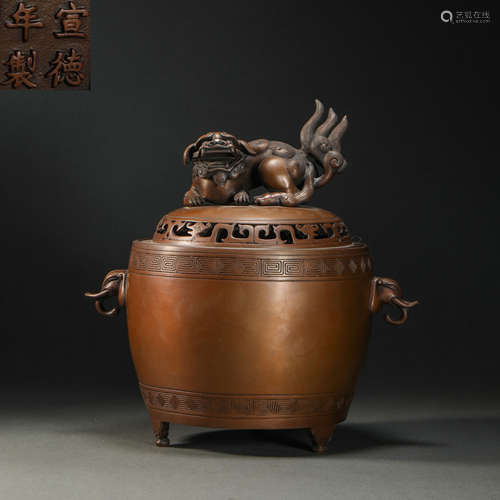 Copper Lion Censer in Lion Statue from Ming