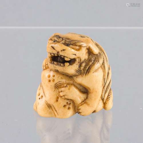 A 19th century Japanese staghorn netsuke, 1 1/4 x 1 1/4 x 1 ...