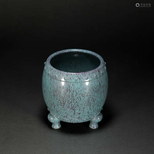 Green Glazed Three Footed Censer from Qing