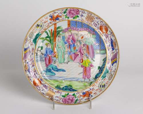 A mid 19th c. Chinese exportware Rose Mandarin dish, 9 7/8 i...