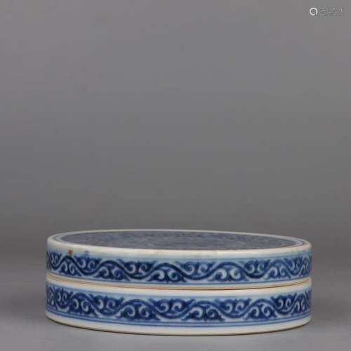 Blue And White Chilong Box And Cover